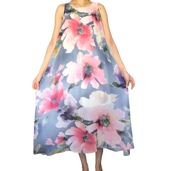 Vast Collection Floral Vintage Loose Sleeveless Midi Dress - Picture 4 of 13
